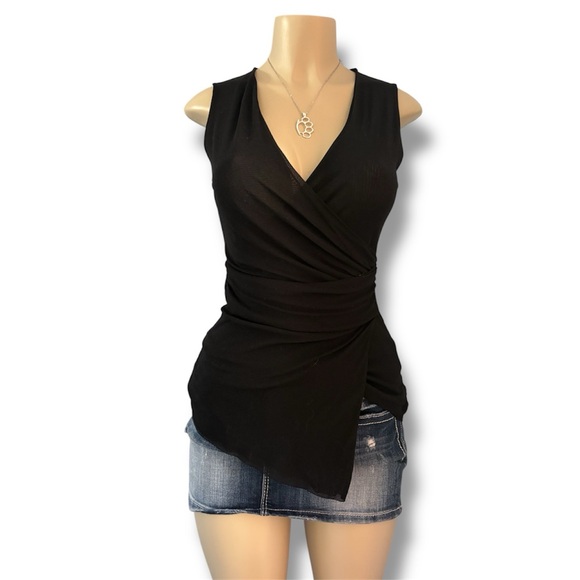 Elegant Black Wrap Top - Picture 1 of 5